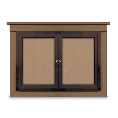 United Visual Products 18"x24" 1-Door Enclosed Letterboard, Header, Blue Felt/Walnut UV2620HD-WALNUT-BLUE